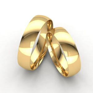 Par De Alianças Abaulada 5mm Em Ouro 10k
