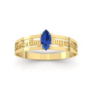 Anel Formatura Marketing Pedra Navete Ouro 18k
