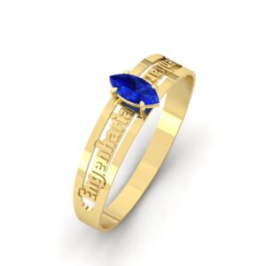 Anel Formatura Engenharia Pedra Navete Ouro 18k