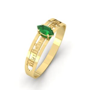 Anel Formatura Medicina Pedra Navete Ouro 18k