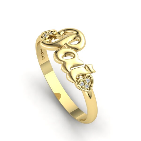 Anel Personalizado Pai 6 Pedras Diamantes Ouro 10k - Image 3